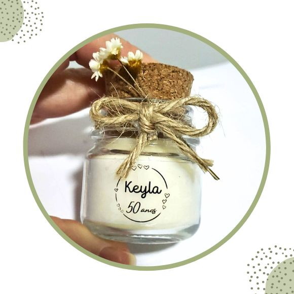 Vela Aromática Lembrancinha 40g com Rótulo Transparente